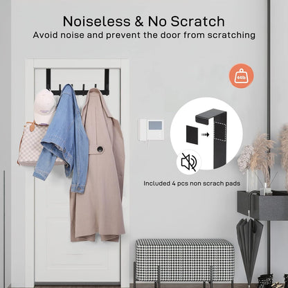 Optish Over The Door Hooks - 12 Coat Hook Towel Rack for Bathroom | Black, 1 Pack Dorm Essentials