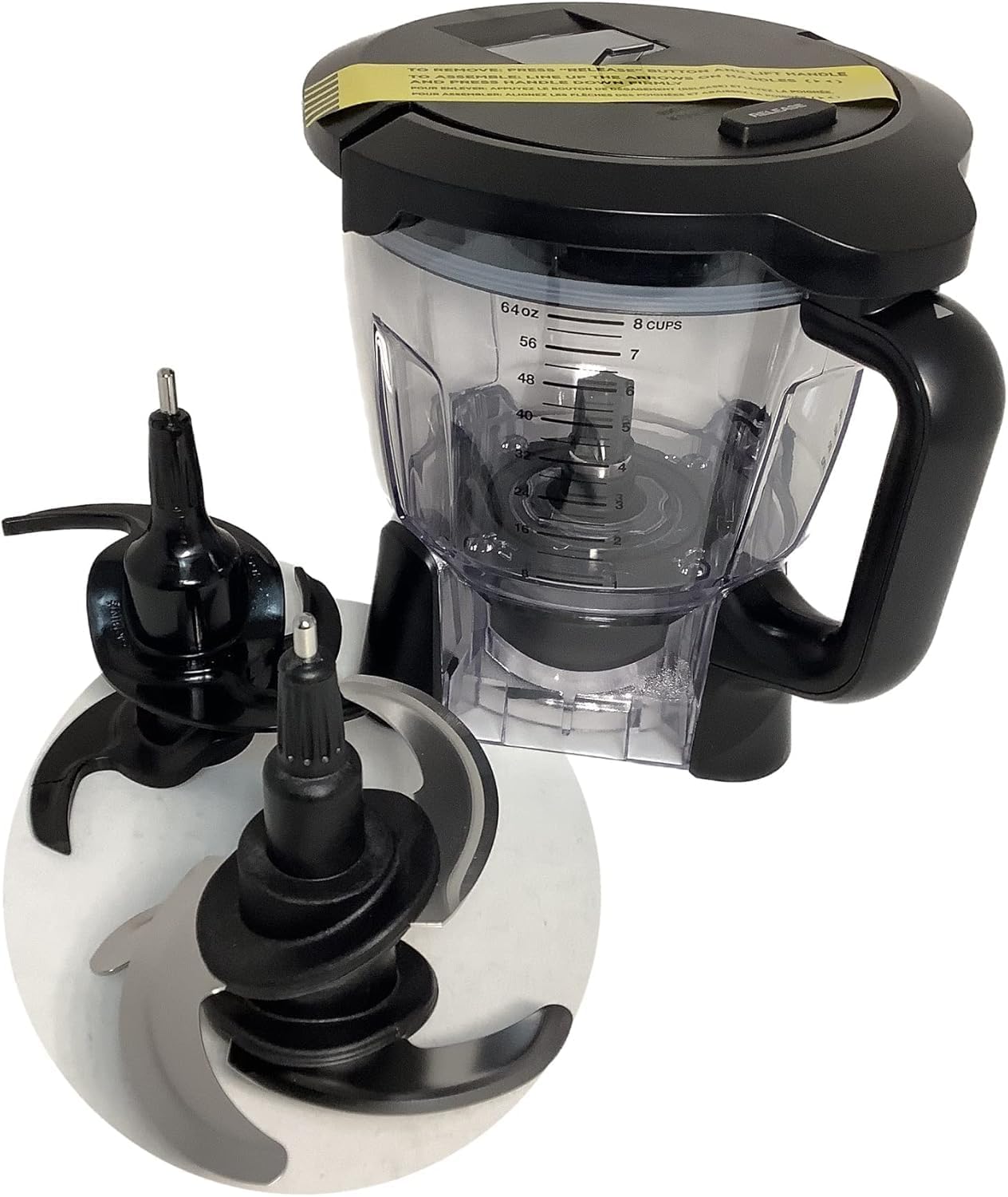Ninja 64oz Food Processor Bowl Kit - Locking Lid & Blade for BL640, BL641, BL642, BN750, BN751, BN800, BN801, BN805A, BL910