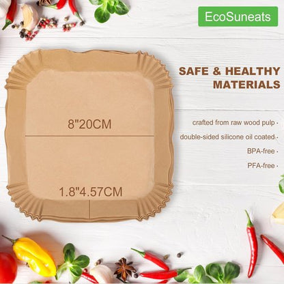 EcoSuneats 360 Pcs Heavy-Duty Air Fryer Liners - 8x8 Inch Non-Stick Parchment Paper for 5-8 QT Baskets