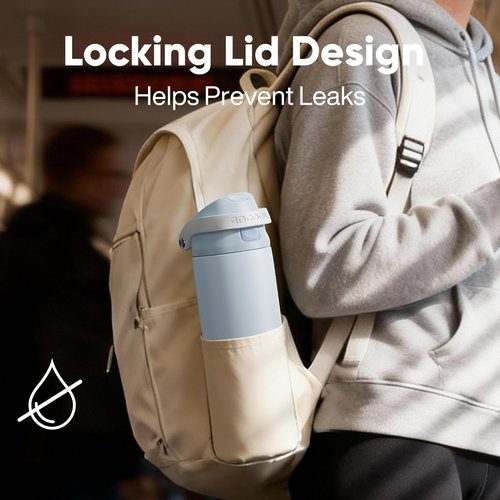 ENCOOL Insulated Water Bottle - Leakproof Dual-Sip Design | Keeps Drinks Cold All Day, 24 oz, Jet Black