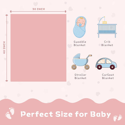 Yurhap Fleece Baby Blanket - Ultra Soft Heart Checkered Design | Cozy Infant Receiving Blanket 30”×40” (Dark Pink)
