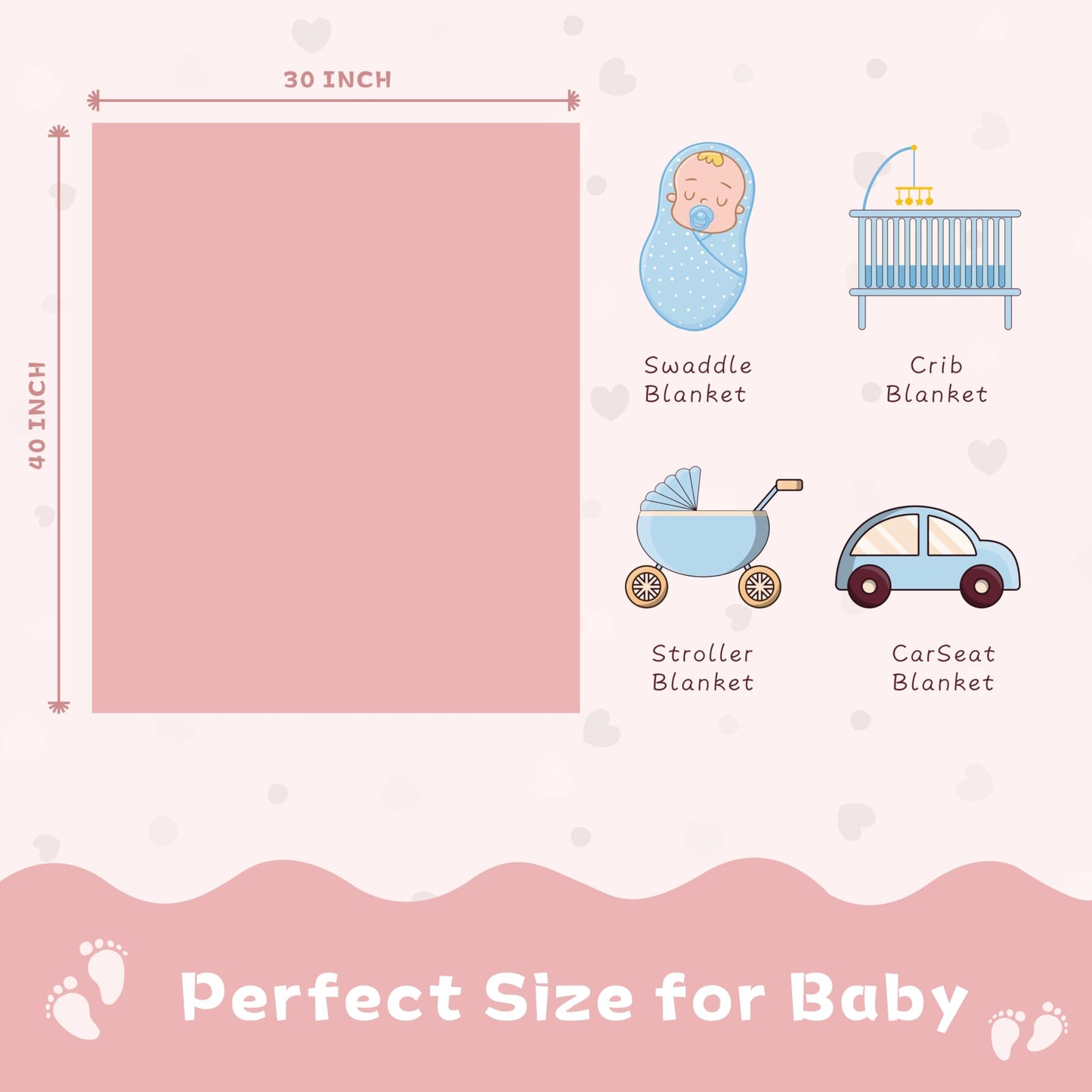 Yurhap Fleece Baby Blanket Heart Checkered Blanket, Ultra Soft Cozy Baby Blankets for Girls Boys, Fluffy Infant Toddler Newborn Receiving Blankets for Crib Stroller 30”×40” (Dark Pink)