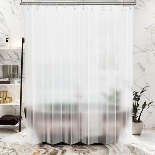 AmazerBath 72x96 Shower Curtain Liner Plastic, Extra Long Shower Curtain Thick PEVA, Frosted Bathroom Curtain Liner 96 Length, Heavy Duty Shower Curtain with 3 Weighted Stones and 12 Grommet Holes