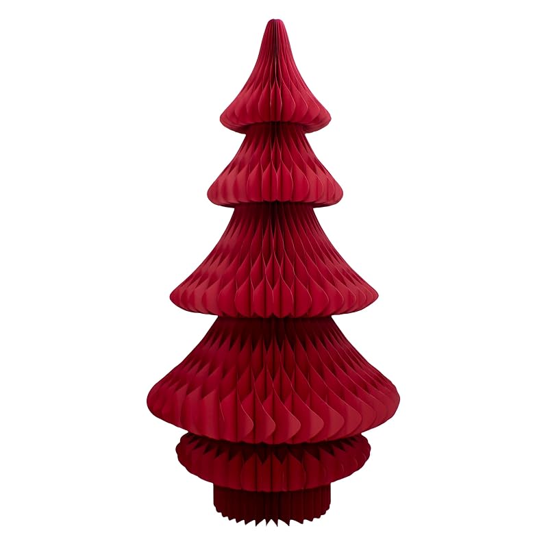 Christmas Red 70-Inch Paper Honeycomb Floor Tree - Foldable, Self-Standing