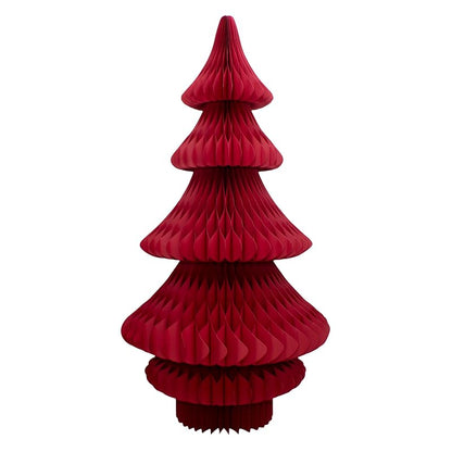 Christmas Red 70-Inch Paper Honeycomb Floor Tree - Foldable, Self-Standing
