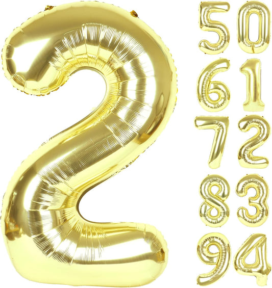 Champagne Gold Number 2 Balloon | 40 Inch Light Gold Birthday Decoration for 2nd Party
