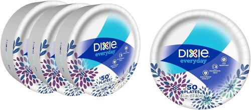 Dixie Paper Dessert Plates - 6 7/8" Inch, 50 Count | Perfect for Parties and Events