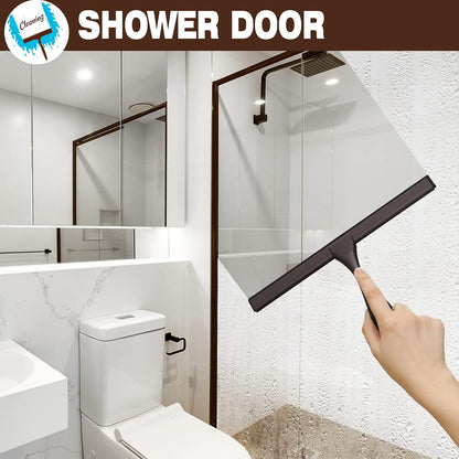 NETANY Shower Squeegee - 10-Inch Bronze Stainless Steel Tool for Streak-Free Bathroom & Shower Use