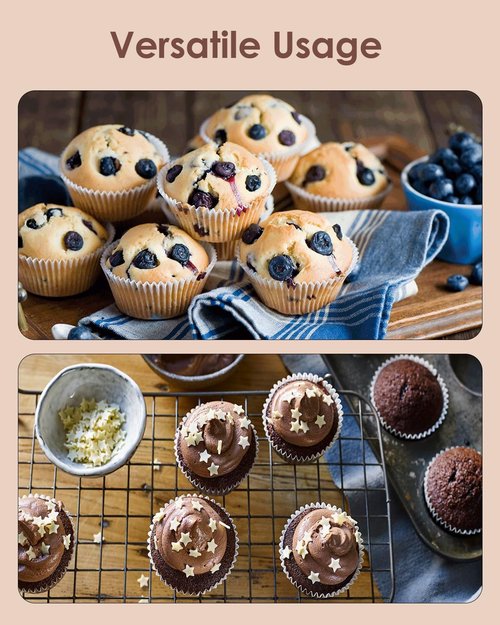 Bake Choice Black Cupcake Liners - 200 Pcs Food Grade Greaseproof Baking Wrappers | Perfect for Celebrations