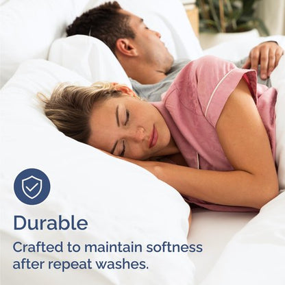 Bulk Case Pack of 10 Sheet Sets - Complete 6 Piece Sheet Sets - Bulk Queen Bedding - Wholesale Case Pack for Hotels, Spa & Airbnbs - Deep Pocket & Wrinkle Free - Cooling & Breathable - Queen, White