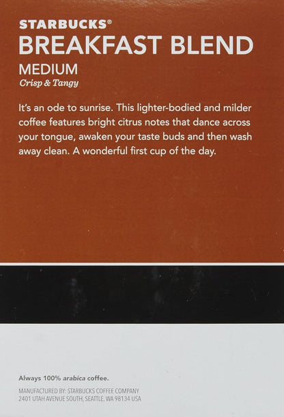 Starbucks Breakfast Blend K-Cup Pods - Smooth & Flavorful Coffee for Keurig Brewers | 16 Count
