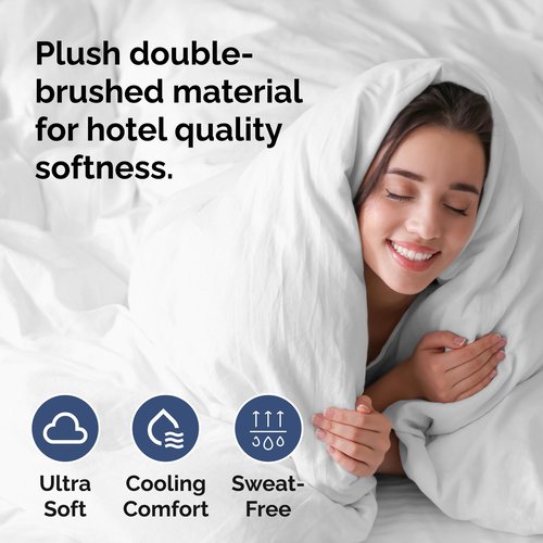 Duvet Cover King Size Set - Extra Soft King Duvet Cover 104" x 90" with 2 Pillow Shams - Hotel Luxury, Easy Care and Fade Free w/ Zipper Closures & Ties - All Season, Comfy, Cozy & Breathable (White)