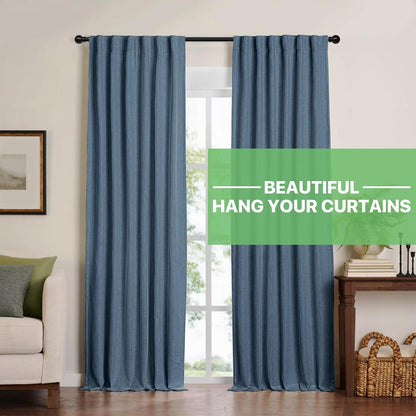 Skiennix Black Curtain Rod Set - Adjustable 28 to 48 Inch Metal Drapery Rod with Brackets | Matte Finish
