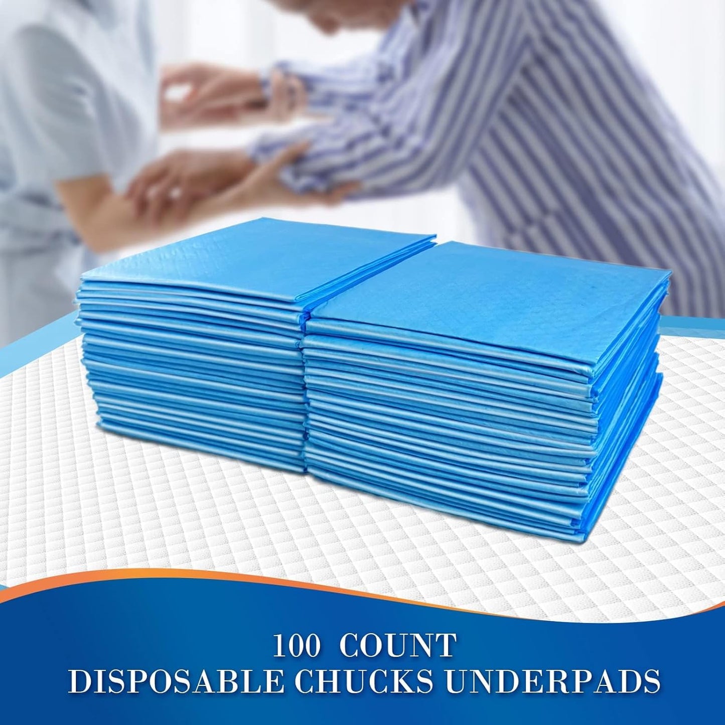 Regine Switzerland Disposable Bed Pads - 100 Count Waterproof Incontinence Chucks | 23"x36" Absorbent Leakproof Pads for Adults, Kids, and Pets