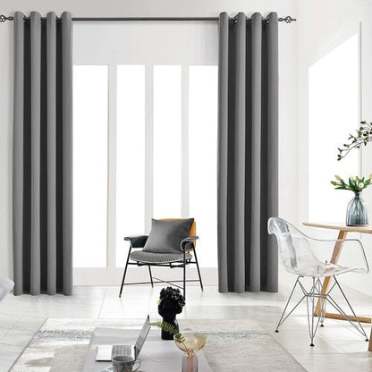 JSFLY Blackout Curtains for Bedroom Thermal Insulated Light Blocking Room Darkening Curtains Solid Grommet Window Drapes for Living Room, Set of 2 Curtain Panels 42 W x 63 L inch Long Dark Gray