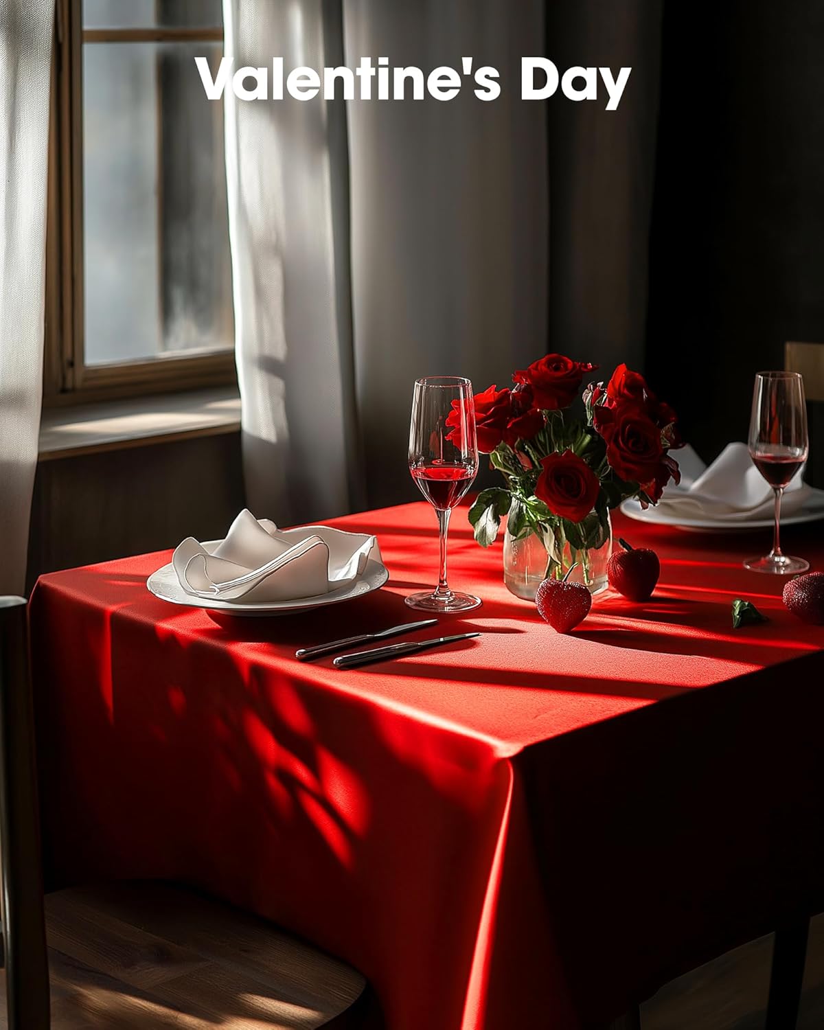 Pureegg Disposable Plastic Table Cloths - 54 x 108 Inch, Leakproof & Sturdy, Red | Perfect for Holidays