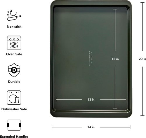KitchenAid Non-Stick Baking Sheet - 13x18 Inch | Durable & Easy to Clean Evergreen Finish