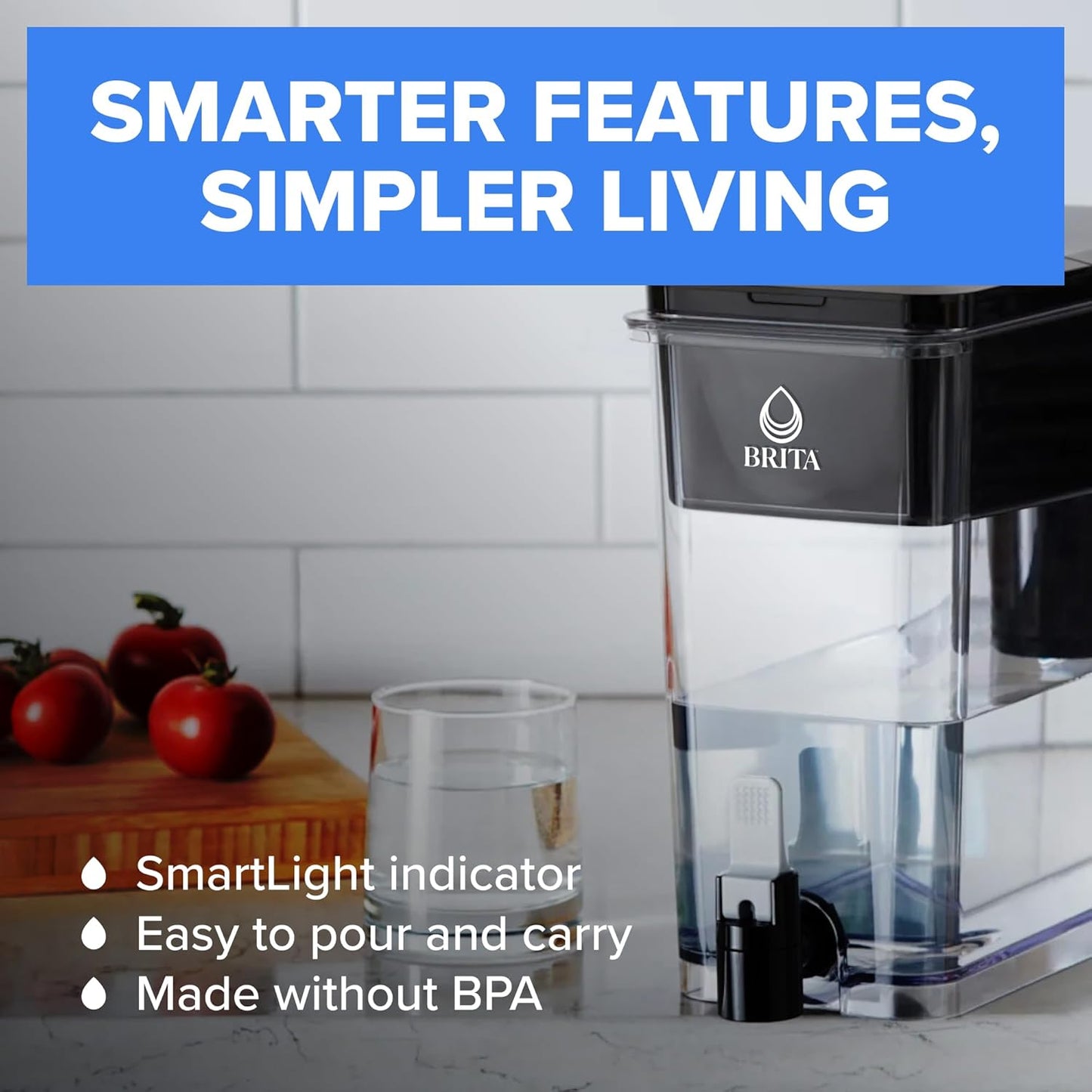 Brita UltraMax Water Dispenser - BPA-Free 27-Cup Capacity, Reduces Copper & Mercury, Includes 1 Filter