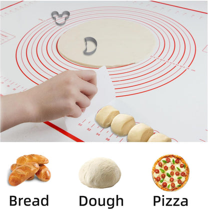 Skiennix Silicone Baking Mat - 32x24" Red Pastry Dough Kneading Sheet for Sourdough Bread