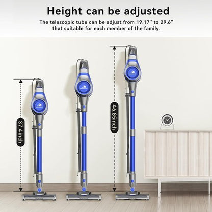 Intercleaner Corded Vacuum Cleaner - 23Ft Reach, Powerful Suction & LED Headlights | Ideal for Hard Floors & Carpets