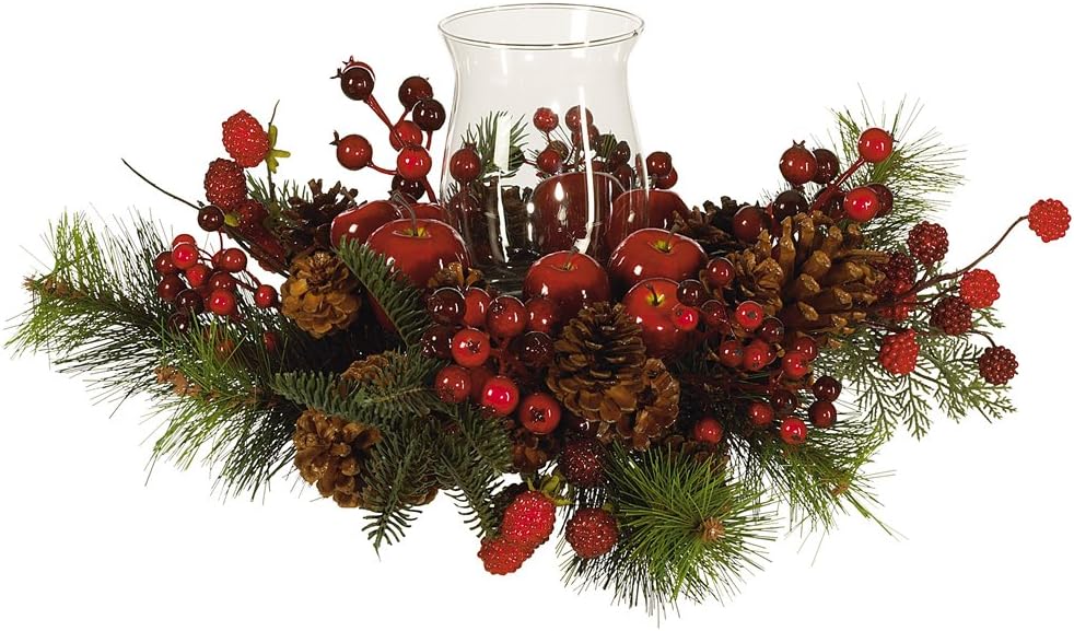 Nearly Natural Candleabrum | Holiday Red Decor - 17.5" x 8.5" x 17.5" Perfect for Festive Settings