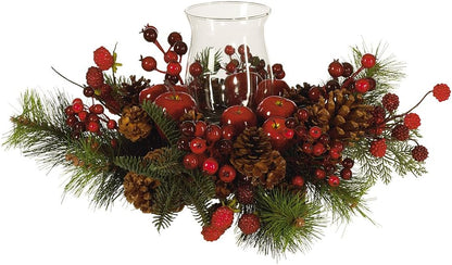 Nearly Natural Candleabrum | Holiday Red Decor - 17.5" x 8.5" x 17.5" Perfect for Festive Settings
