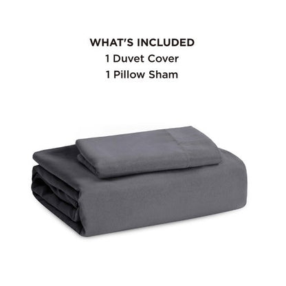 Bedsure Dark Grey Duvet Cover Twin/Twin XL Size - 2 Pieces Prewashed Cotton-Like Extra Soft Bedding Set, Includes 1 Twin Duvet Cover 68x90 Inches with Zipper Closure & 1 Pillow Sham, No Comforter
