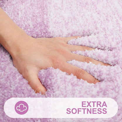 OLANLY Luxury Toilet Rugs - Extra Soft Microfiber U-Shaped Bath Mat 24x24 | Non-Slip Plush Design in Pinkish-Purple
