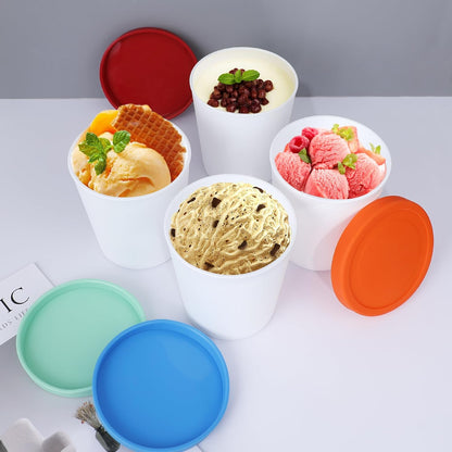 Regine Switzerland Ice Cream Containers - Reusable 1 Quart Storage with Leak-Free Silicone Lids | 4 Pack