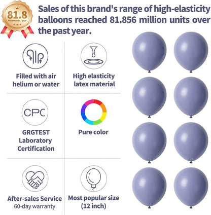 Skiennix 12-Inch Dusty Blue Balloons - 110 Pack Latex Balloons for Birthday, Baby Shower & Wedding