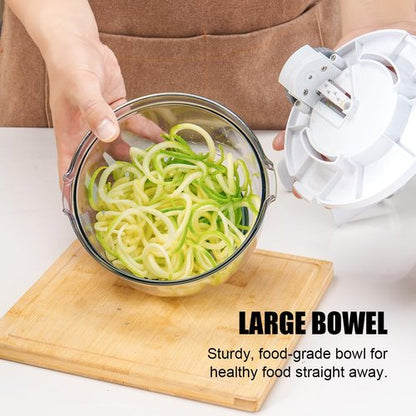 KEOUKE Vegetable Spiralizer & Zucchini Noodle Maker - 3 In 1 Adjustable Spiral Slicer with BPA-Free Plastic & Clear Bowl, Effortless for Cucumber, Potato, Carrot