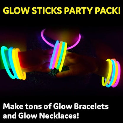 Glow Sticks Jewelry by Party Sticks - 300 Pack of Glow in the Dark Necklaces & Bracelets for All Ages