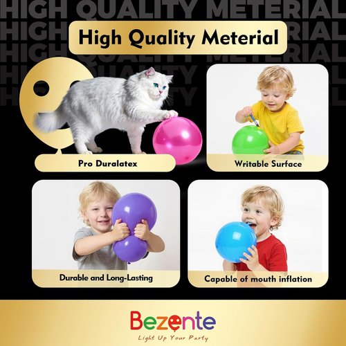 Bezente Pro Duralatex White Balloons - 100 Pack of 12-Inch Extra-Thick Balloons for Stunning Party Decor
