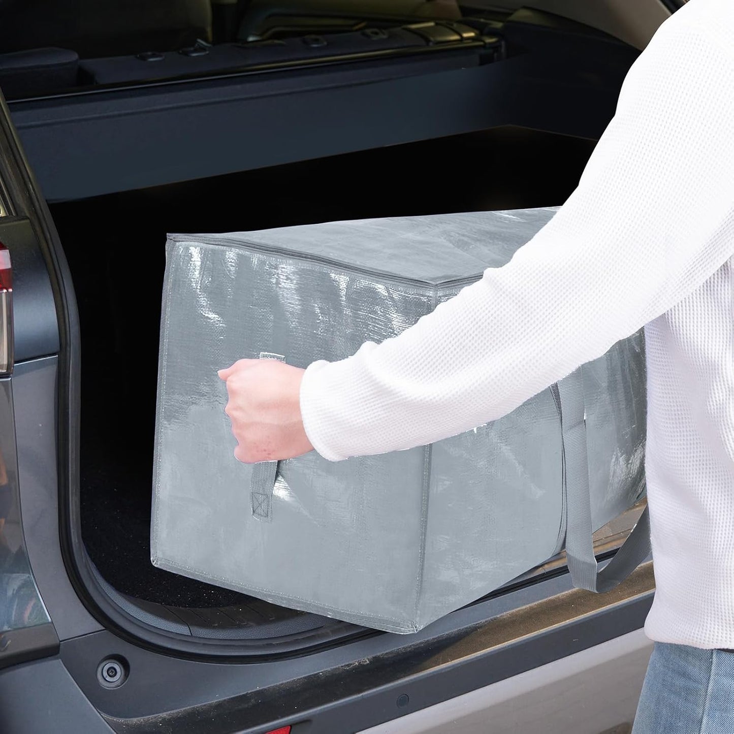 TICONN Extra Large Moving Bags - Heavy Duty Storage with Zippers & Handles | 6 Pack in Light Grey