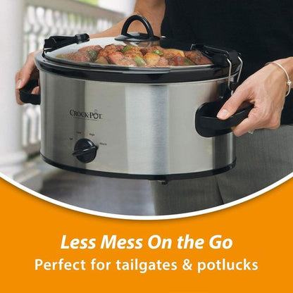 Crock-Pot 6-Quart Oval Slow Cooker - Portable Cook' N Carry Design in Silver Finish