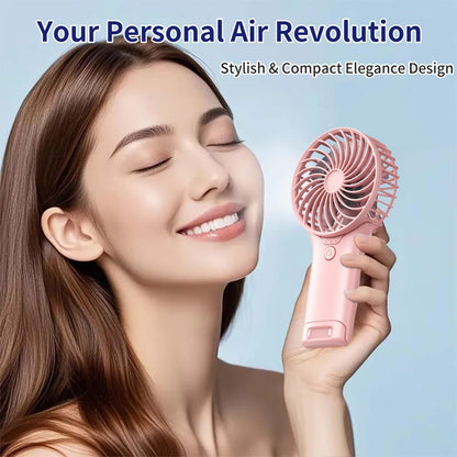 Skiennix Portable Mini Fan - USB Rechargeable Handheld Cooling Device | 4-Speed, Compact Design, Pink