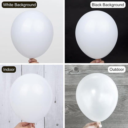 Ouddy White Balloon Set - 129 Pcs in Various Sizes with 6 Pcs 18” Matte White Balloon Arch Kit | Perfect for Birthdays, Weddings, and Celebrations