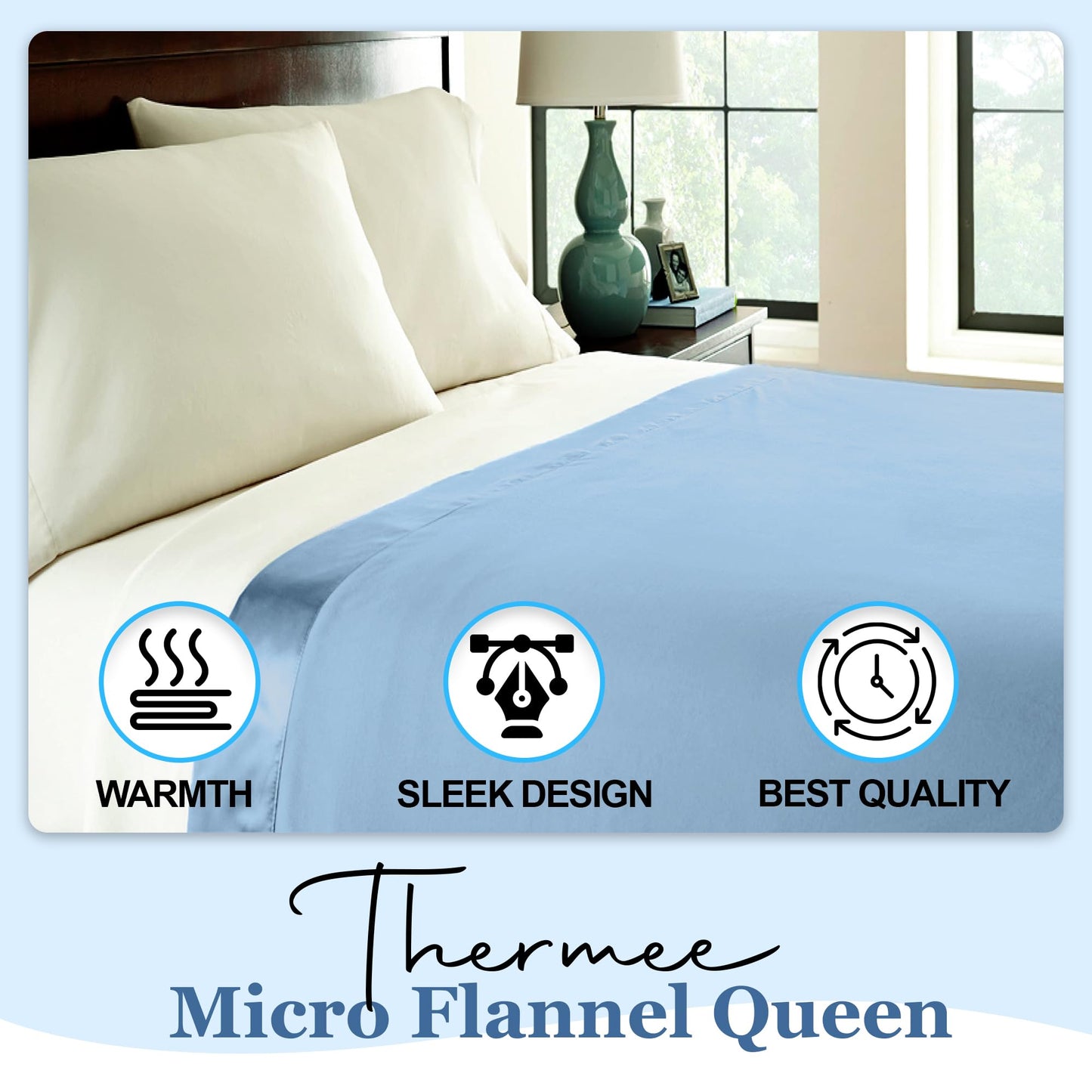 Thermee Micro Flannel Twin Size Blanket, Lightweight All Seasons Cozy Blanket, Throw Blanket for Home and Living Room, Soft Blanket for Couch/Bed,Machine Wash,No Pilling,Comfy Blanket-Cornflower Blue