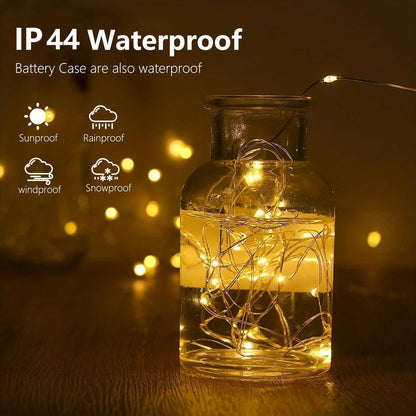 Skiennix 33FT 100 LED Fairy Lights - Waterproof Battery Operated String Lights with Remote & Timer | Warm White