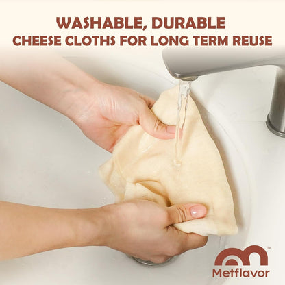 Skiennix 12Pcs Reusable Cheese Cloths - 20x20 Inch, 100% Unbleached Cotton for Straining & Baking
