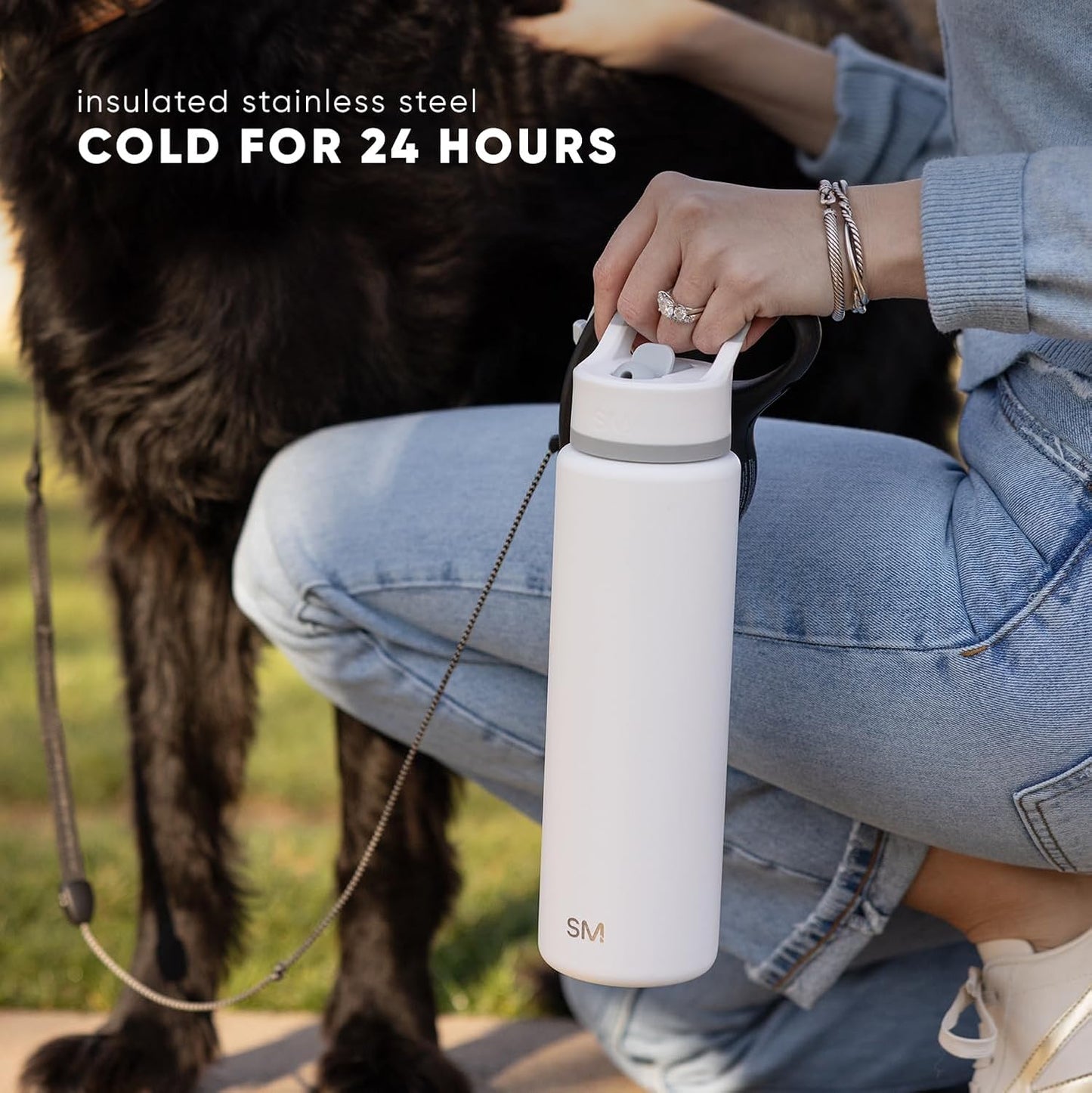 Simple Modern | Kids Water Bottle with Straw Lid - Vacuum Insulated, BPA-Free, 18oz Cream Leopard