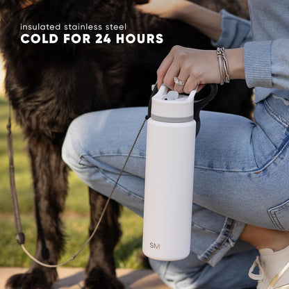 Simple Modern | Kids Water Bottle with Straw Lid - Vacuum Insulated, BPA-Free, 18oz Cream Leopard