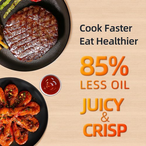 Air Fryer 10-in-1 by [Brand Name] - 5.3QT Compact Oil-Free Cooker with Digital Control | Healthy Cooking in Black