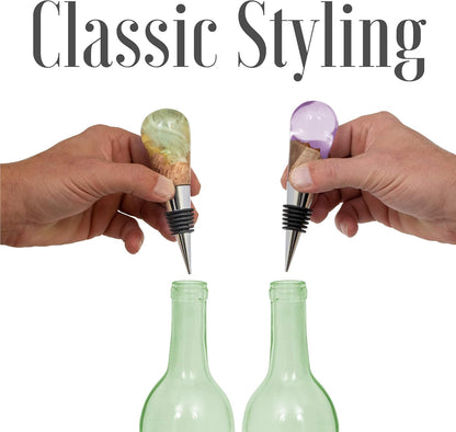 Savannah Classic Chrome Style Bottle Stopper with 3/8" x 16 tpi Threaded Post For Attaching Hand Made or Lathe Turned Handles … (5 Chrome Stoppers)
