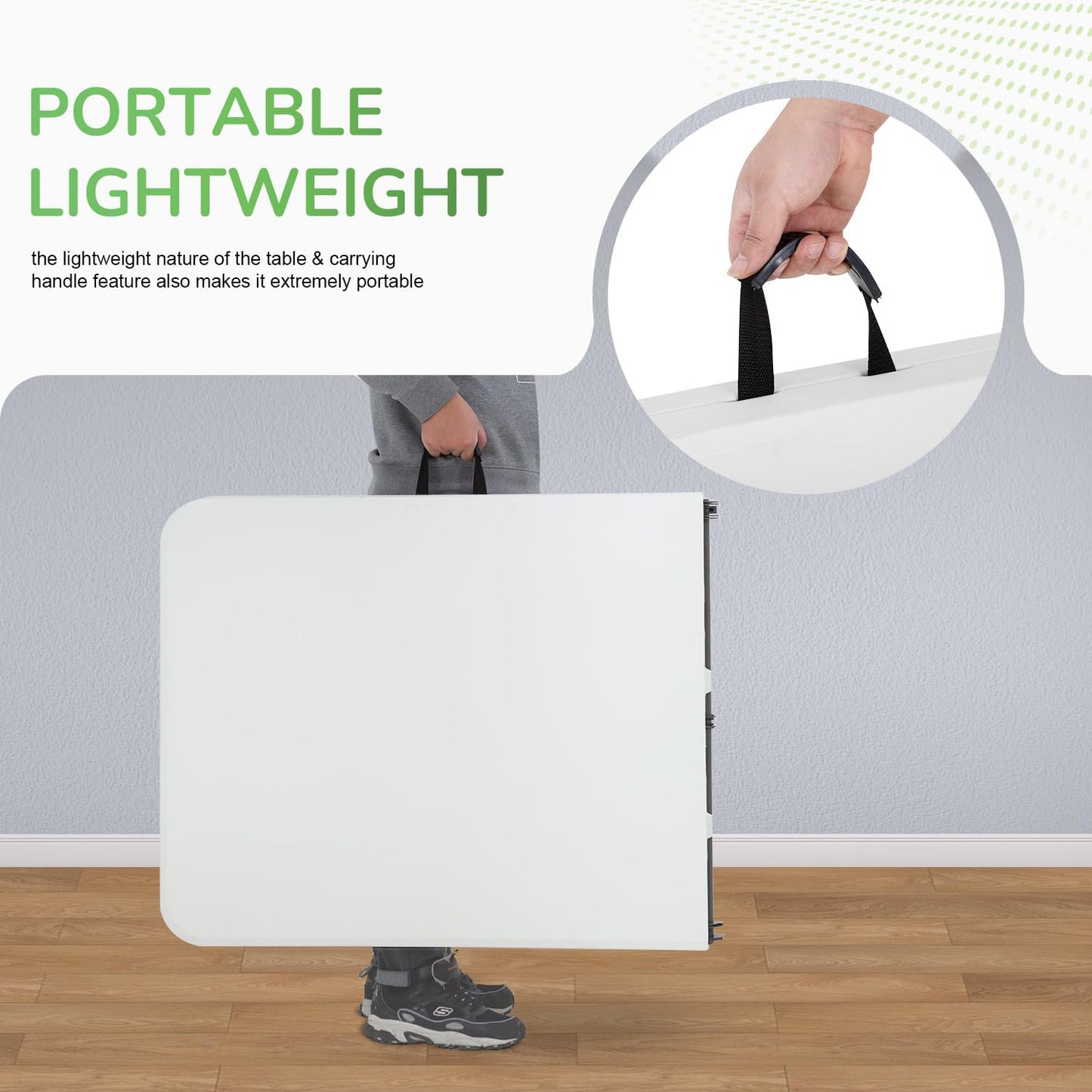 PayLessHere 6FT Folding Table - Portable Waterproof Plastic Table with Carry Handle | Steel Frame for Indoor & Outdoor Events
