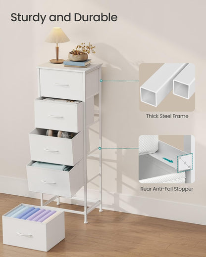 SONGMICS Dresser - 5-Drawer Storage Organizer Unit in Cloud White & Snow White | Stylish Bedroom Chest