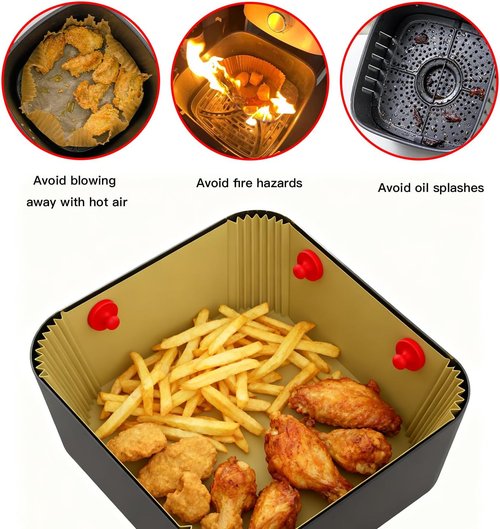 Air Fryer Magnets - 8PCS Strong Magnetic Silicone Clips | Secure Parchment Paper, 100% Food-Safe, Red