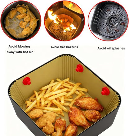 Air Fryer Magnets - 8PCS Strong Magnetic Silicone Clips | Secure Parchment Paper, 100% Food-Safe, Red