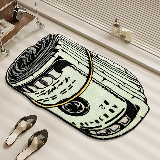 Money Rug | 100 Dollar Bill Design - Creative 20x32 Inch Funky Bath Mat for Home Decor