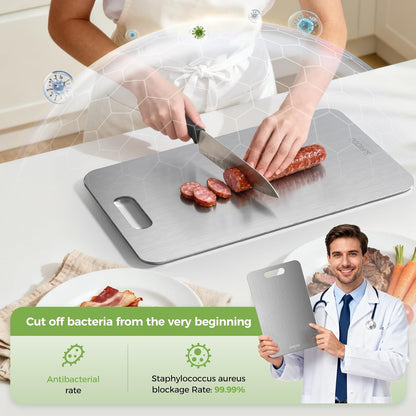 Titanium Cutting Board Set by [Brand Name] - 3 Double-Sided Boards for Raw & Cooked Food | Non-Toxic, Dishwasher Safe